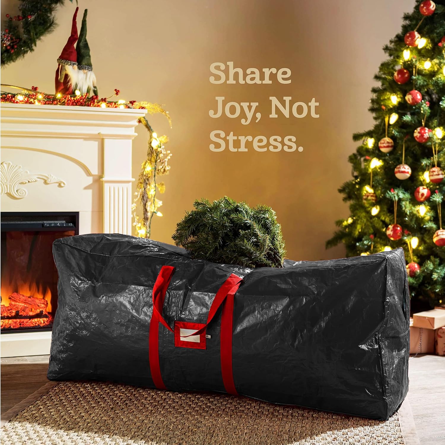 Zober Christmas Tree Storage Bag - Waterproof Protection for 7.5 Ft Trees - Durable Handles & Label Slot - Black