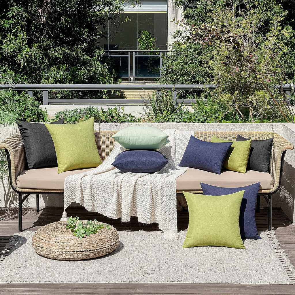 MIULEE Waterproof Outdoor Throw Pillow Covers - Pack of 2 Faux Linen Euro Sham Cushions | 26x26 Inch Navy