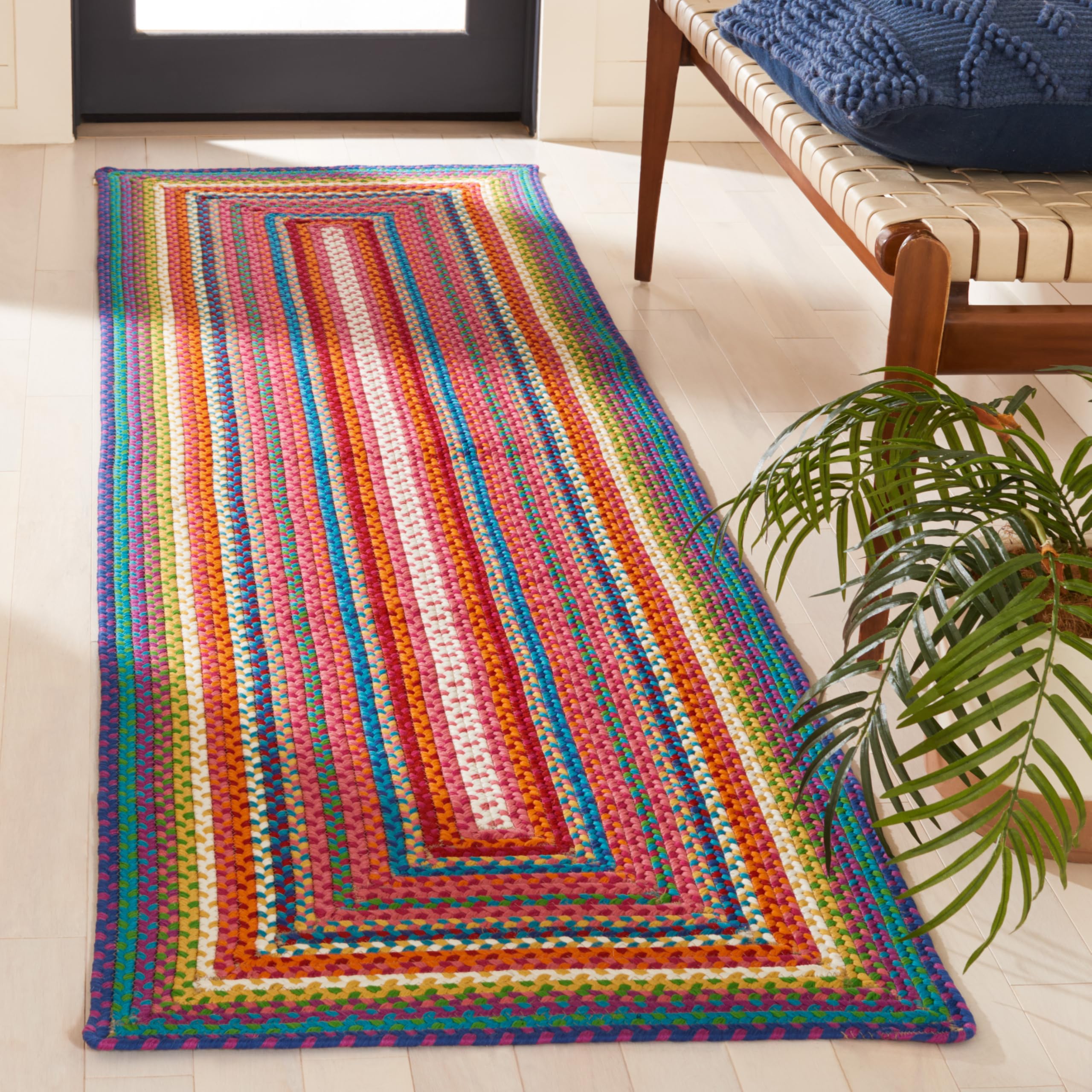 SAFAVIEH Washable Rug Outdoor Braided Collection - 2'3" x 6' Runner, Multi, Handmade & Reversible, Non-Shedding & Easy to Clean, Ideal for Patio, Backyard, Mudroom (BRD316A)