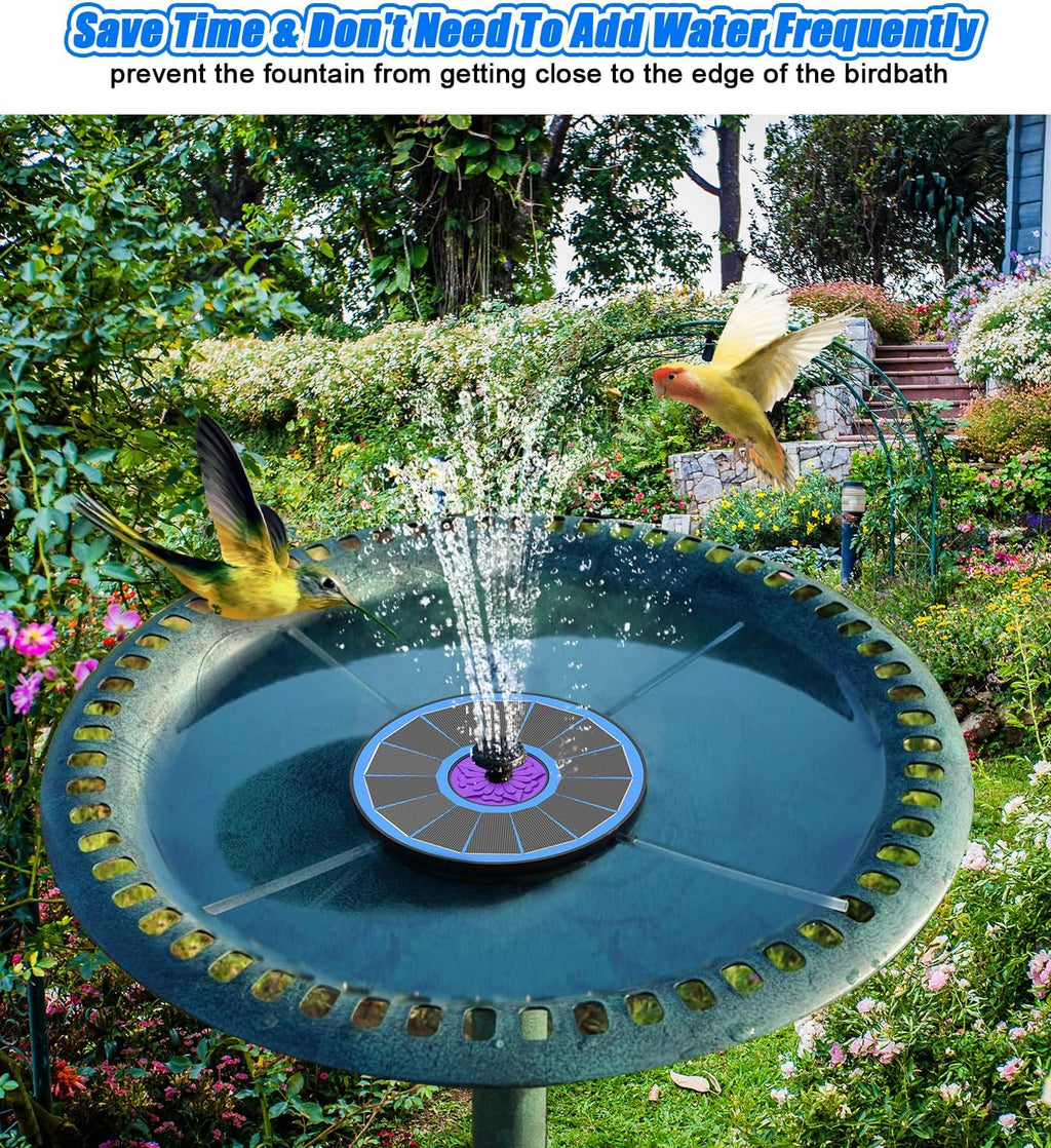 SZMP Solar Fountain - 3.5W Solar Powered Bird Bath Water Fountain with 7 Nozzles & 4 Fixers | Blue