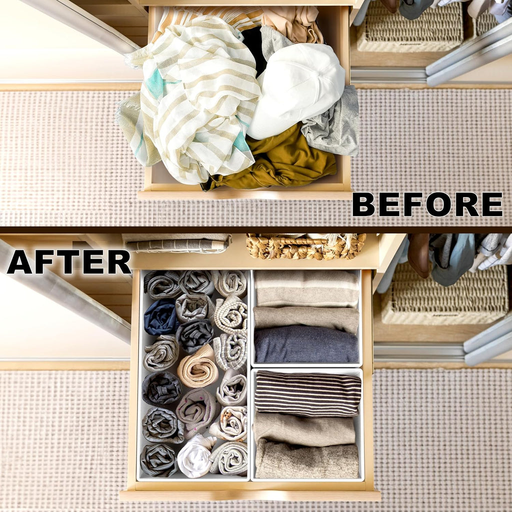 Simple Houseware Underwear Drawer Organizer - Set of 6 for Lingerie, Bras, Panties & Socks | Gray