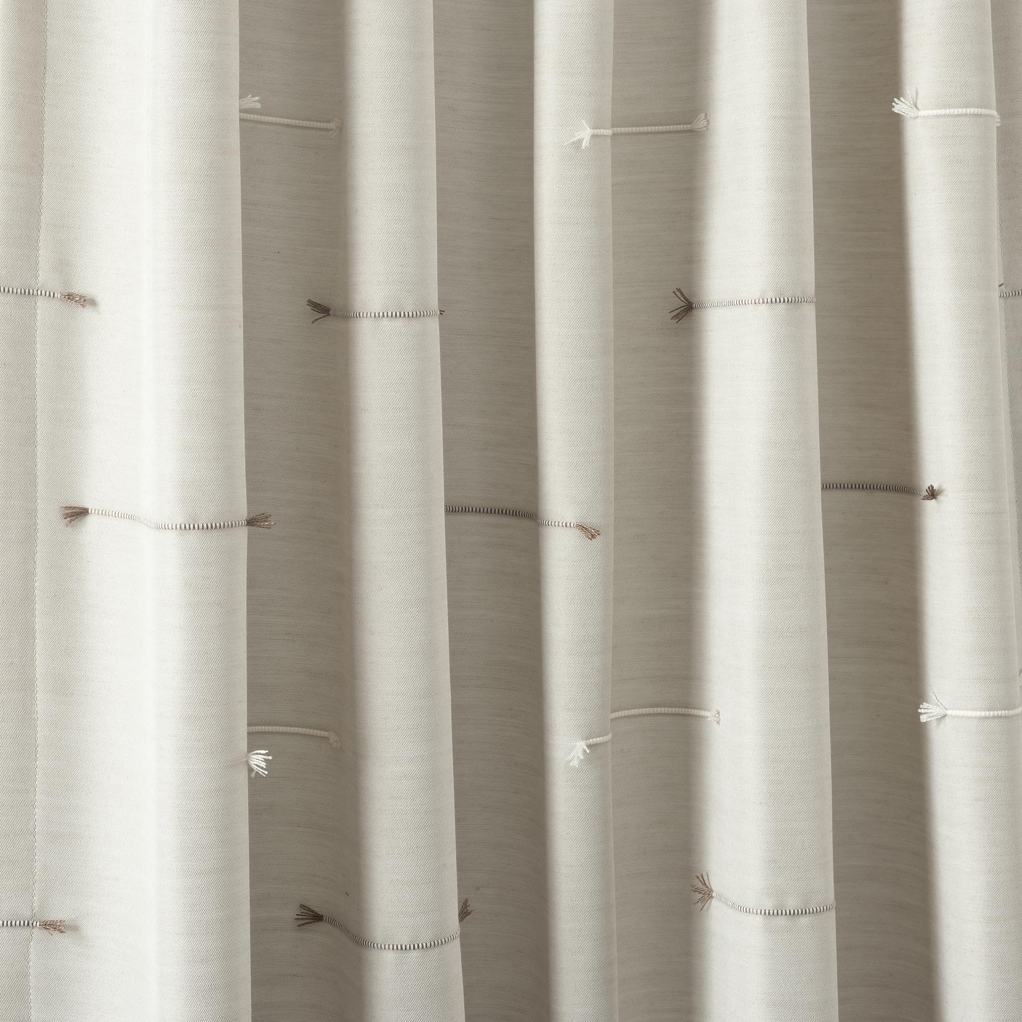 Lush Decor Boho Stripe Clip Jacquard Window Curtain Panels Pair 42" W x 84" L Neutral & Brown - Beige Curtains for Living Room - Modern Bedroom Curtains