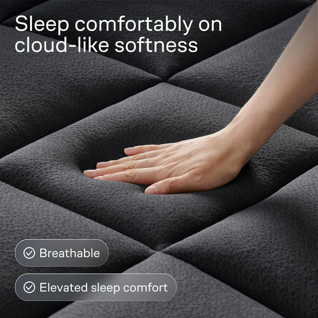 Niagara Ultra Soft Twin Size Mattress Topper - Bamboo Viscose Pillow Top for Back Pain Relief | Naturally Cooling, Black