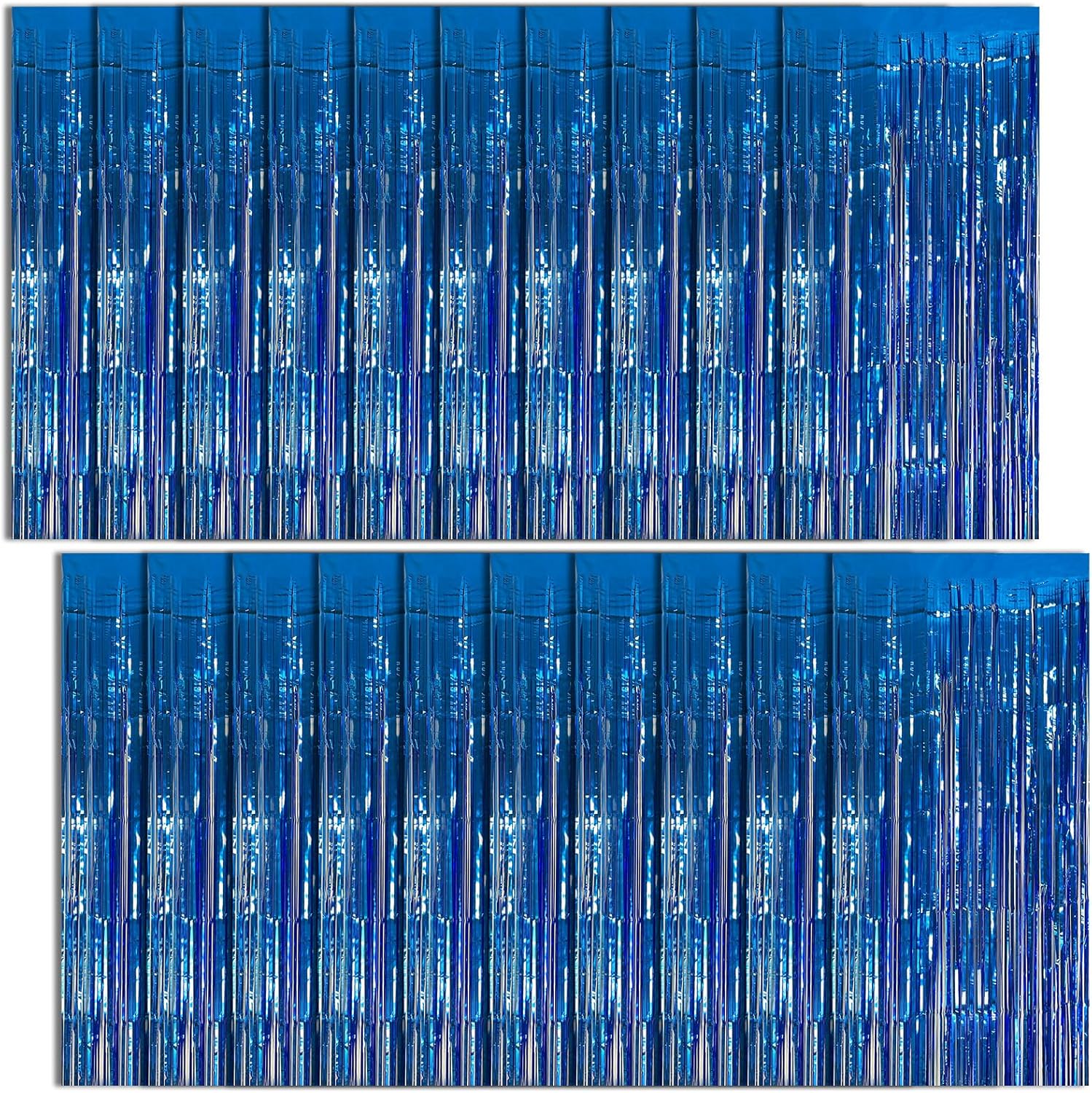 Skiennix Blue Metallic Foil Fringe Curtains - 20 Pack Photo Booth Props for Parties & Celebrations