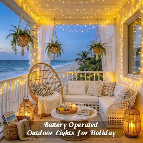 JMEXSUSS Battery Operated String Lights - 66ft 200 LED Warm White Fairy Lights with Remote | Indoor & Outdoor Use