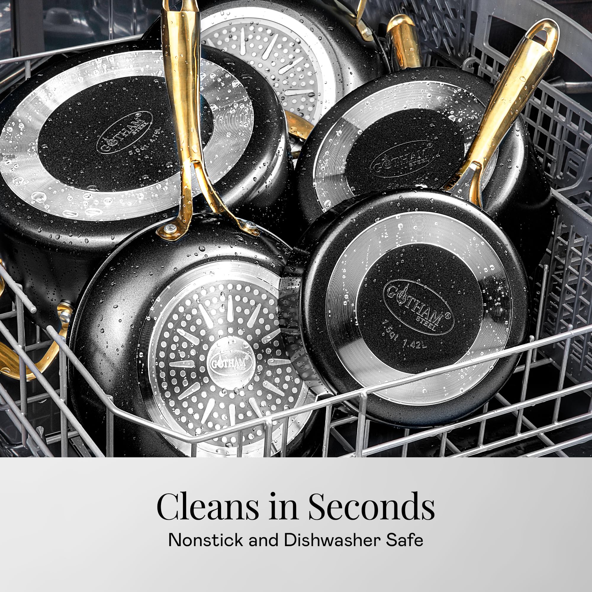Gotham Steel 15 Pc Ceramic Cookware Set Nonstick, Ceramic Pots and Pans Set Non Stick with Steamer & Cooking Utensils, Non Toxic PFOA PFOS Free, Premium Stay Cool Handles, Oven & Dishwasher Safe