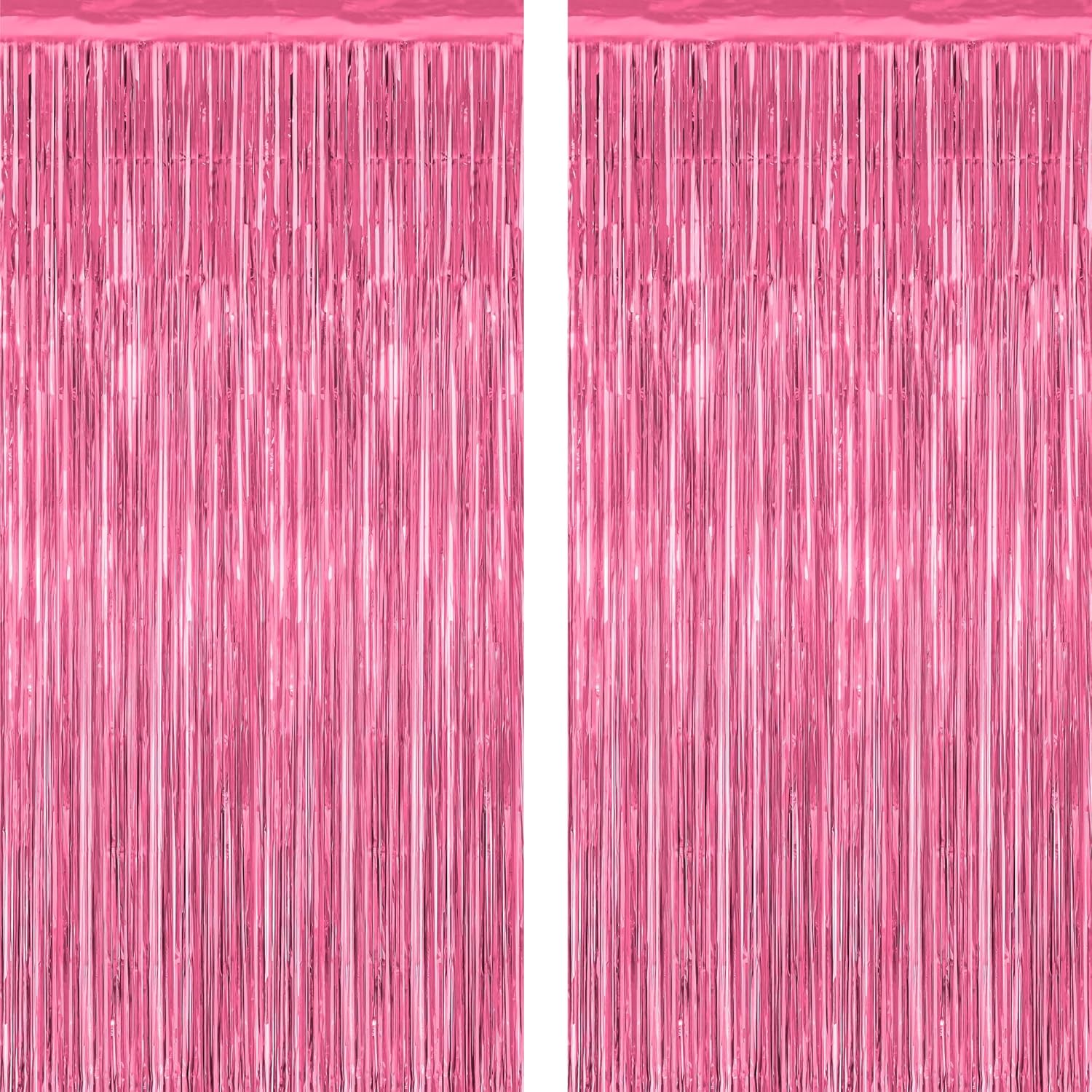 Pink Party Decorations by [Brand Name] - 2 Pack Metallic Tinsel Backdrop Curtains | 3.28 FT x 7.05 FT