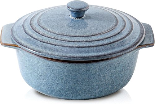 HVH Ceramic Casserole Dish - 2 Quart Round Baking Dish with Lid | Oven Safe, 9 Inches for Dinner Parties
