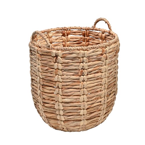 happimess BSK1003A Laurel Bohemian Hand-Woven Abaca Wicker Storage Basket with Handles, Seagrass Container for Decoration in Bedroom, Living Room, Laundry Room, Entryway, Natural
