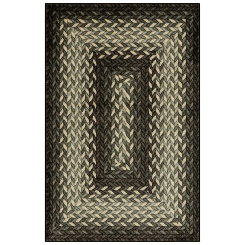 Maples Rugs Marion Bohemian Braided-Style Print Area Rug – Made in USA – Washable, Non-Slip Low-Profile Small Indoor Rug for Entryway & Kitchen, 46" x 30", Black