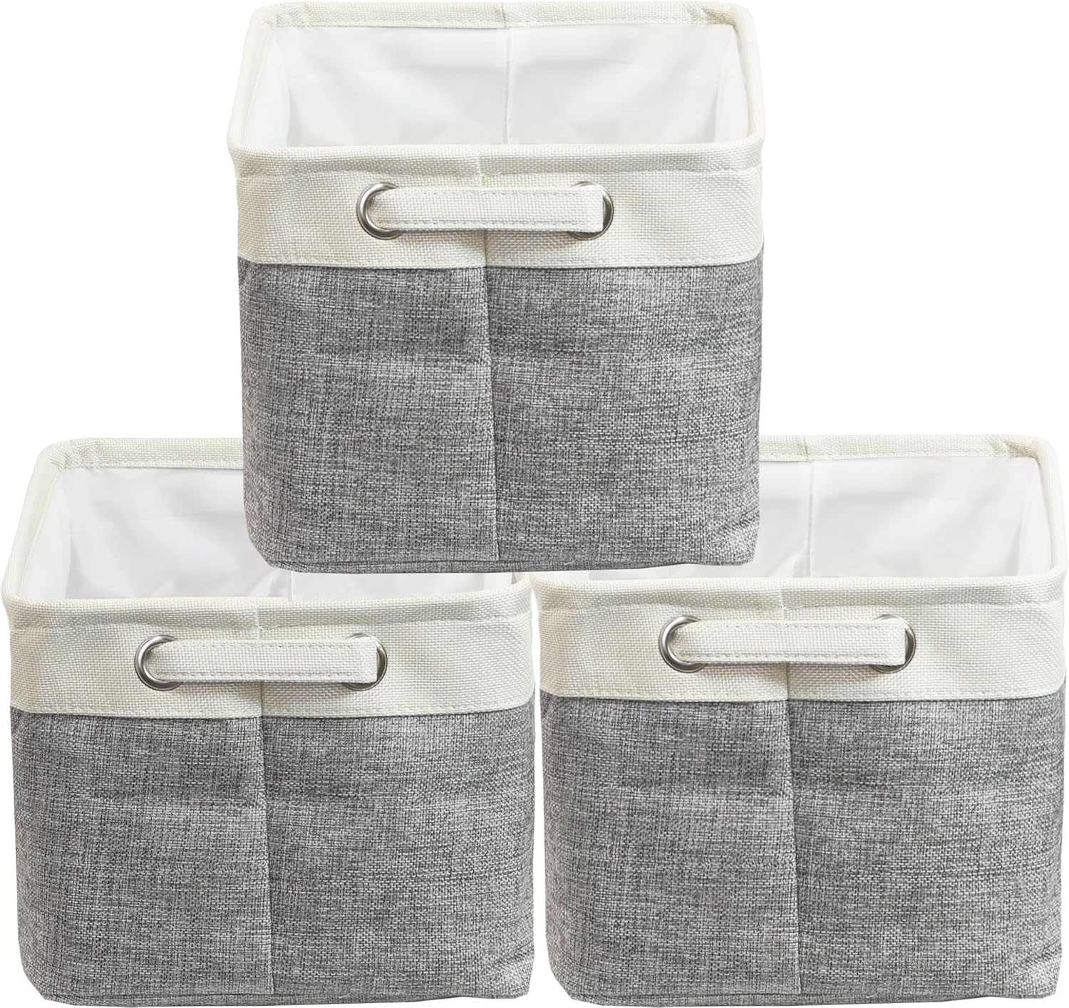 Simple Houseware Large Fabric Storage Bin - Foldable Organizer with Handles | 14.4" x 10", Gray, 3-Pack