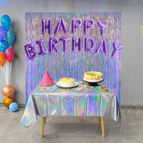 GREATRIL Iridescent Tablecloths - Disposable Rectangle Table Covers for Mermaid & Undersea Parties | 54'' x 108'' - 2 Pack