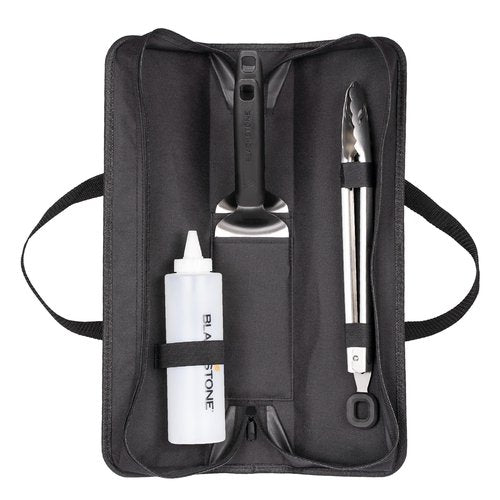 BLACKSTONE 5481 Tabletop 5 Piece Griddle Tool Kit- Outdoor Indoor Grill BBQ Utensils Cooking Accessories, 2 Stainless Steel Spatulas, 1 Classic Tong, 16Oz Squeeze Bottle, 1 Portable Carry Bag