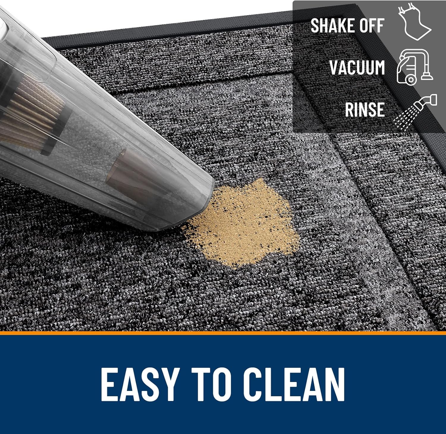 OLANLY Waterproof Front Door Mat - All-Season Indoor/Outdoor Doormat, Easy Clean, 71x23, Black & White