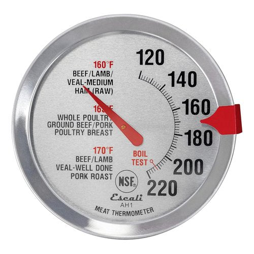 Escali AH1 Stainless Steel Meat Thermometer - Extra Large 2.5-Inch Dial | NSF Certified for Beef, Poultry & Pork
