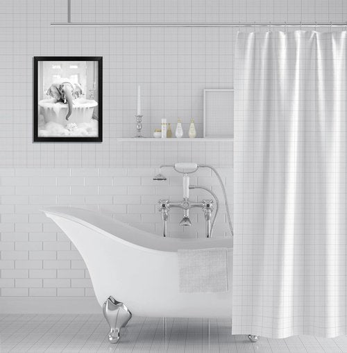 Elephant Wall Art by Animal | Funny Black and White Bathroom Decor | Framed 10" L x 8" W