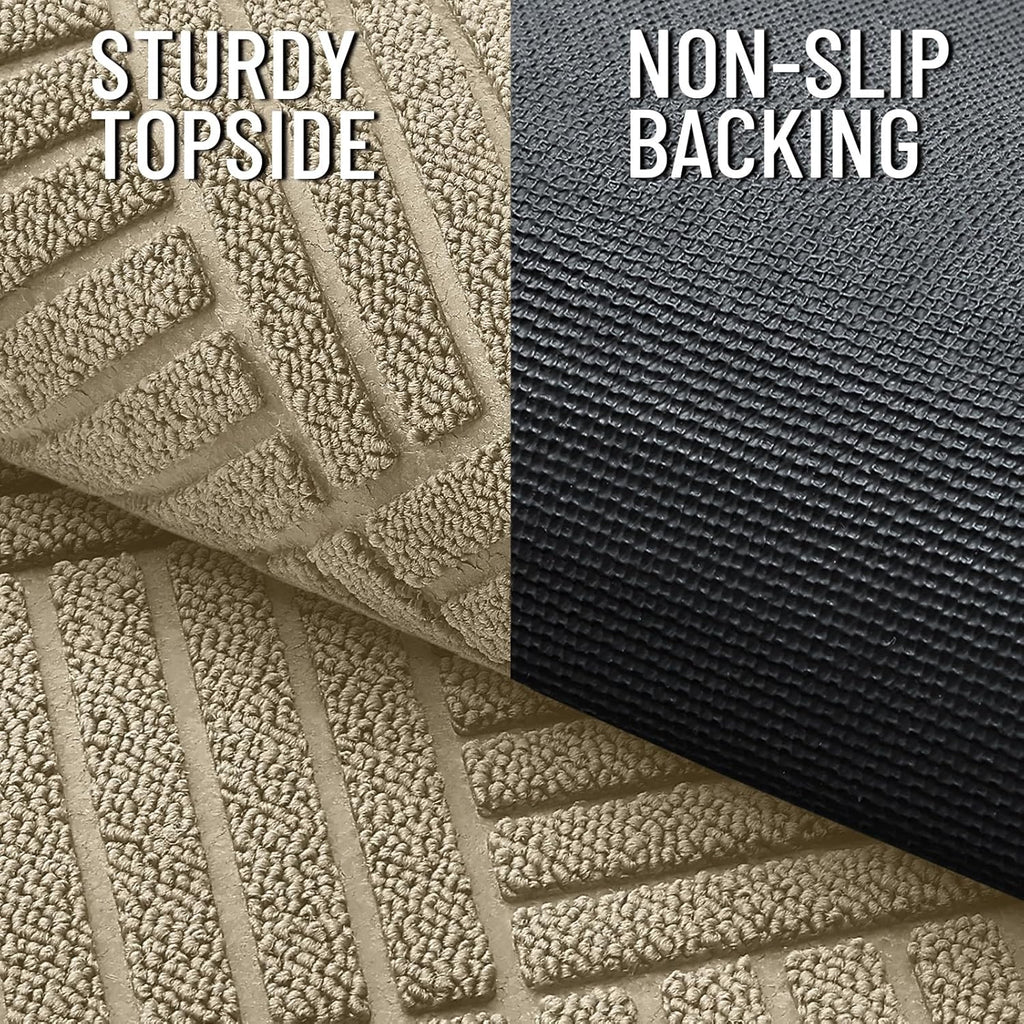 OLANLY Heavy-Duty Front Door Mat - Absorbent Natural Rubber, Non-Slip, 47x32, Beige Diamond Design