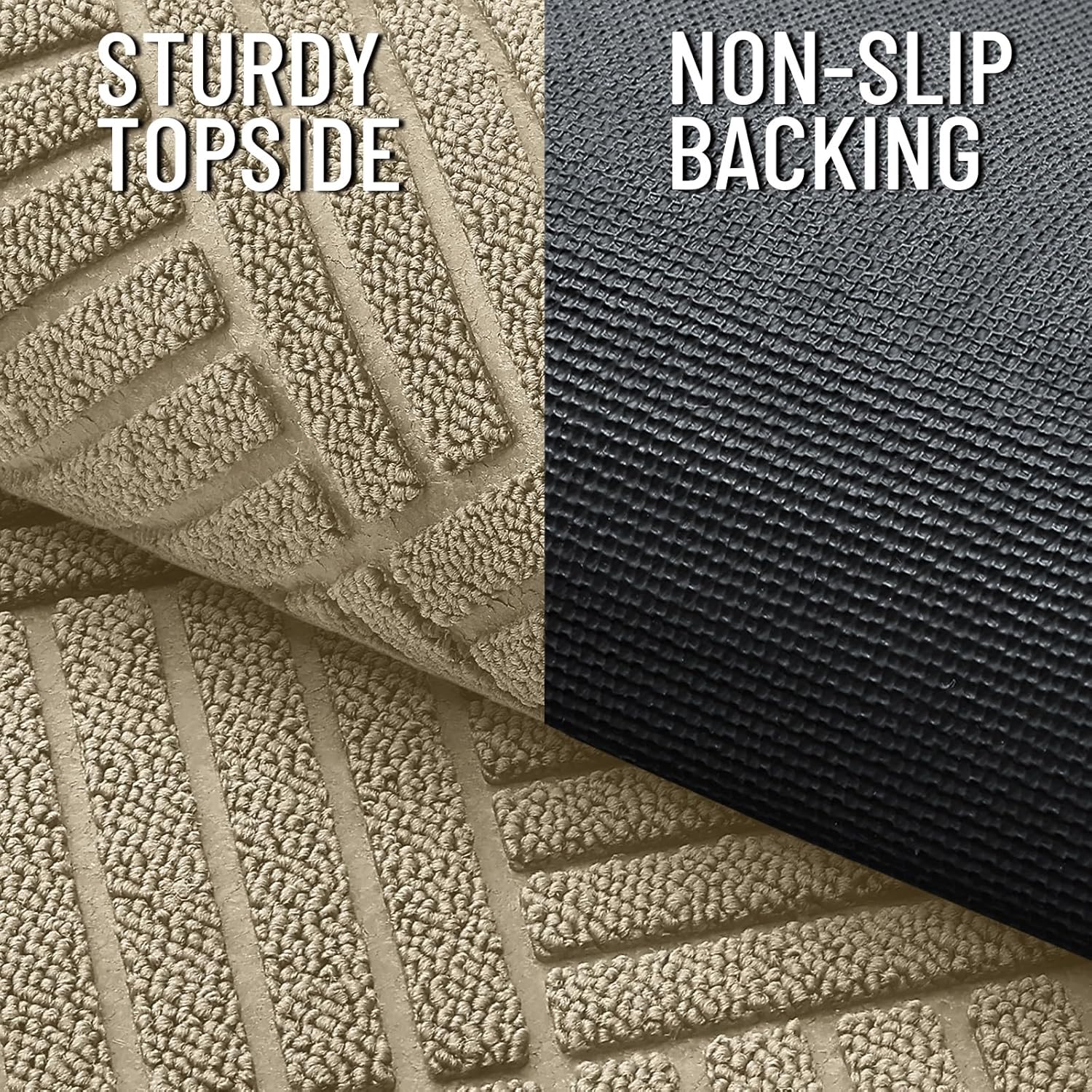 OLANLY Heavy-Duty Front Door Mat - Absorbent Natural Rubber, Non-Slip, 47x32, Beige Diamond Design