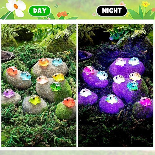 Exasinine Luminous Mini Resin Frog Figurines - 50 Pcs in 10 Vibrant Colors for Crafts & Fairy Gardens
