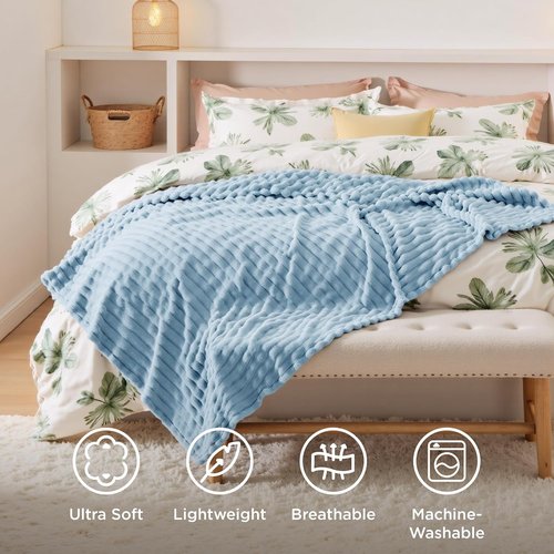 Bedsure GentleSoft Throw Blanket - Cozy Light Blue Fleece Blanket for Couch, 50x60 Inches