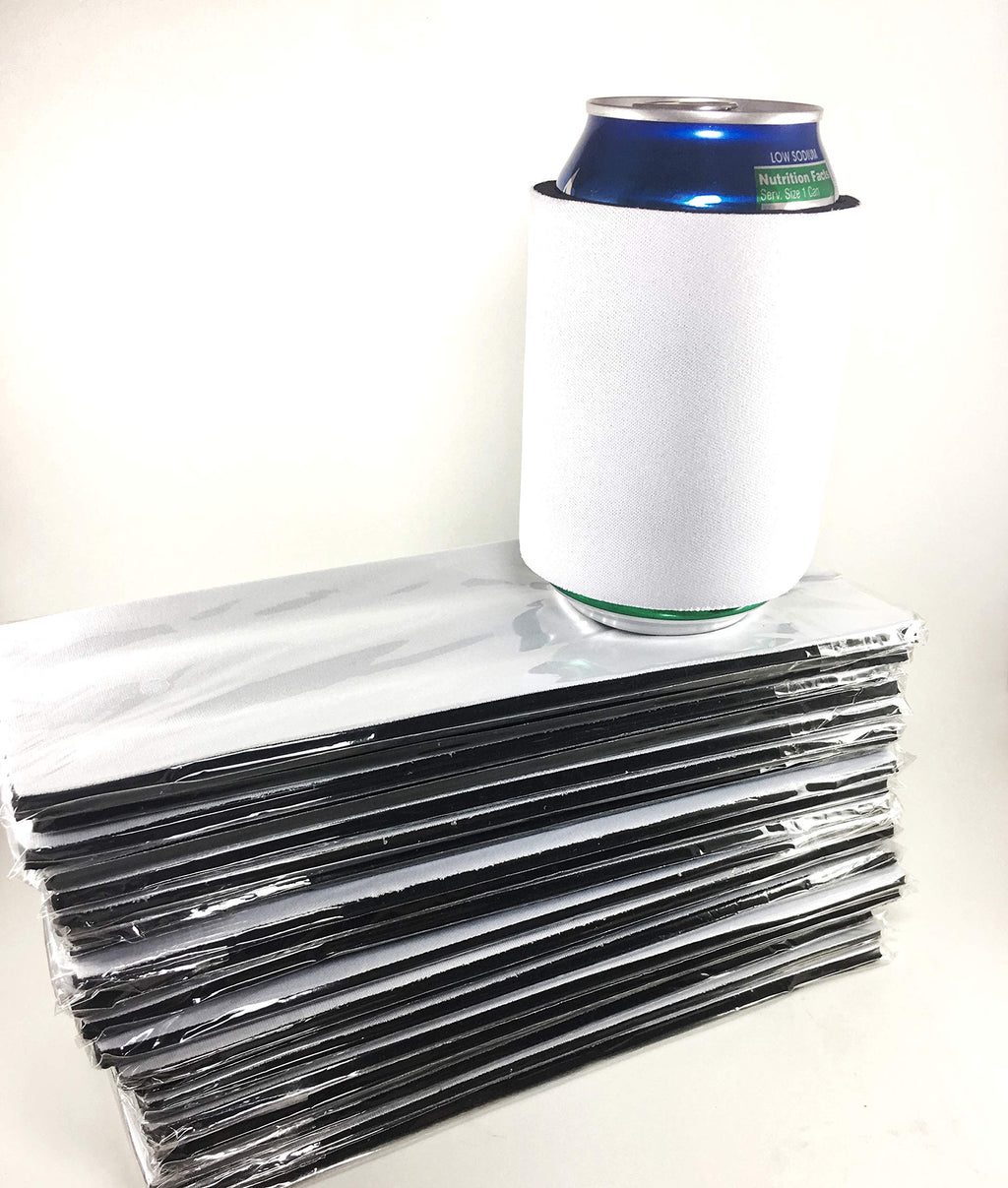 White Slap Can Cooler Blanks-Sublimation or Vinyl. Neoprene Bulk Party favors (20)