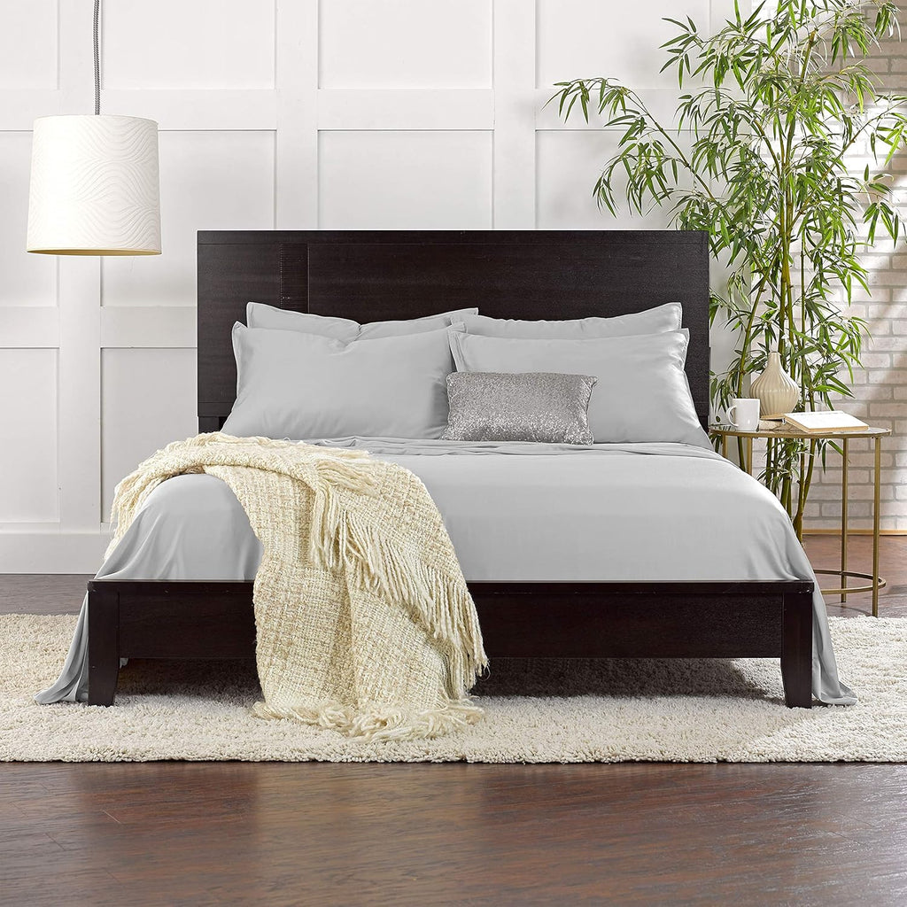 Pure Bamboo Short Queen Sheets - 100% Organic Viscose Bed Set, Soft & Cooling | 60"x75", Silver Pearl