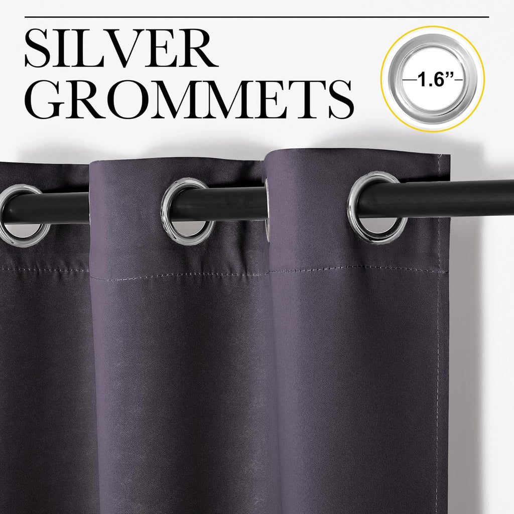 NICETOWN Greyish Purple Blackout Curtains - Thermal Insulated 84-Inch Drapes for Large Windows | 2 Panels, 42" Wide
