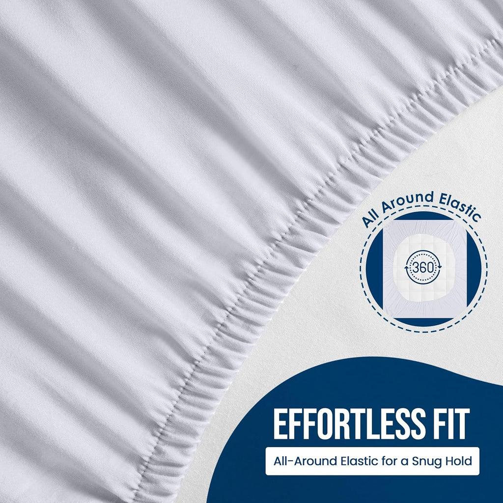 Utopia Bedding Twin Size Mattress Protector - Waterproof Terry Cover with Deep Pockets, Soft & Breathable (White)
