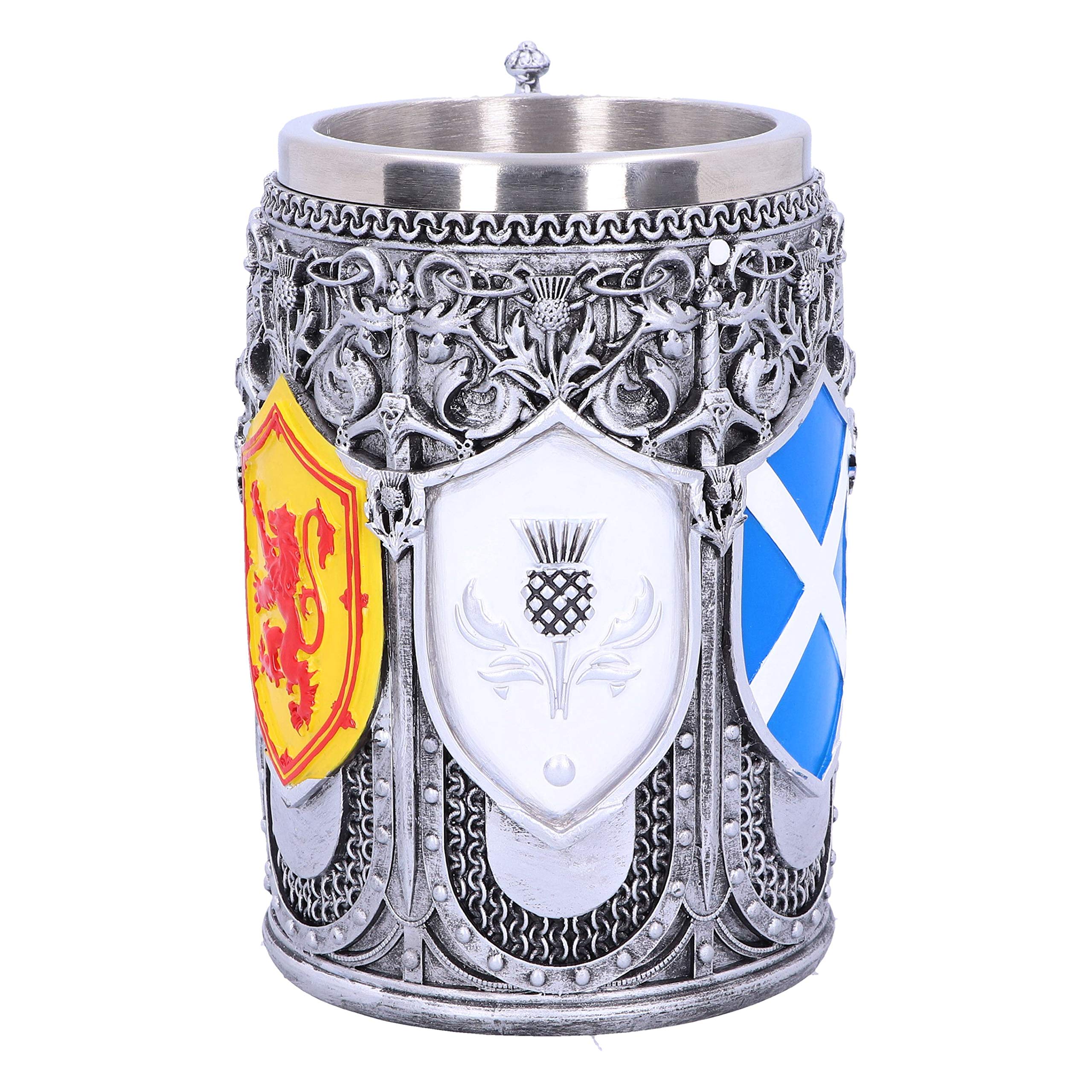 Nemesis Now B4698P9 Tankard of The Brave Scottish Shield Mug 16cm, Resin w. Stainless Steel