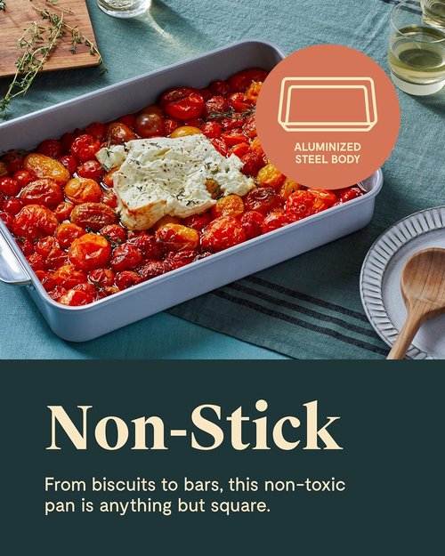 Caraway Non-Stick Ceramic 9”x13” Rectangle Pan Duo - Naturally Slick & Non-Toxic - Perfect for Brownies, Lasagnas & More - Perracotta