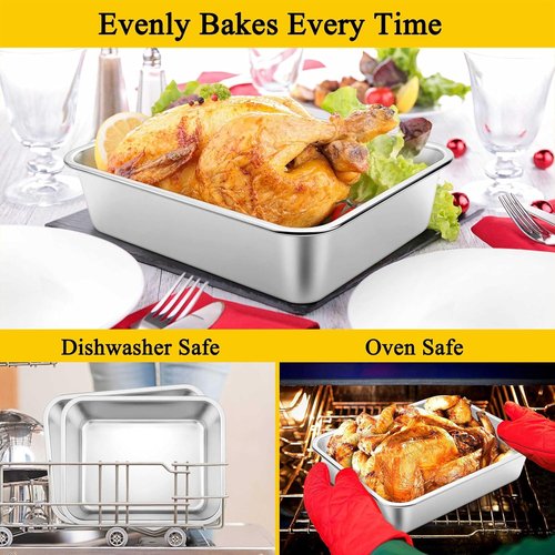 Homikit Lasagna Pan - 3 Inch Deep 9x13 Stainless Steel Baking Dish | Heavy-Duty Roasting Tray, Rustproof & Dishwasher Safe