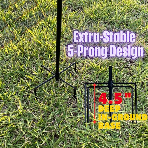LCCBRO Garden Flag Stand Holder - Weatherproof 5-Prong Base for 12 x 18 Inch Flags | Holds Flags Up to 13" Wide