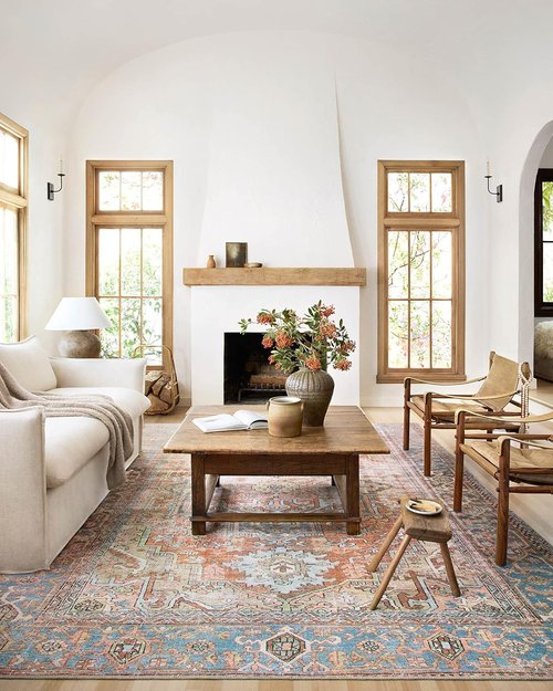 Loloi Loren Collection Area Rug - Terracotta/Sky | 7'6" x 9'6" for Stylish Home Decor
