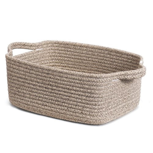 CHICVITA Storage Basket - Decorative Cotton Rope Toy Organizer with Handles | 13 x 9.8 x 5 Inches, Brown
