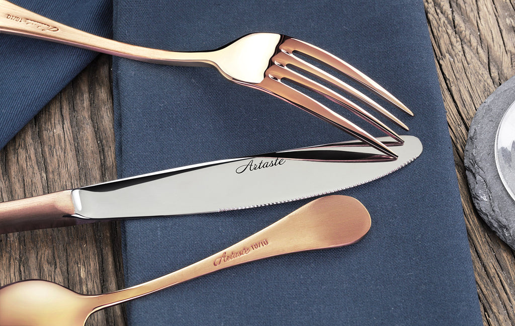 Artaste 56891 Rain 18/10 Stainless Steel Flatware 36-Piece Set, Copper Finish, Service for 12