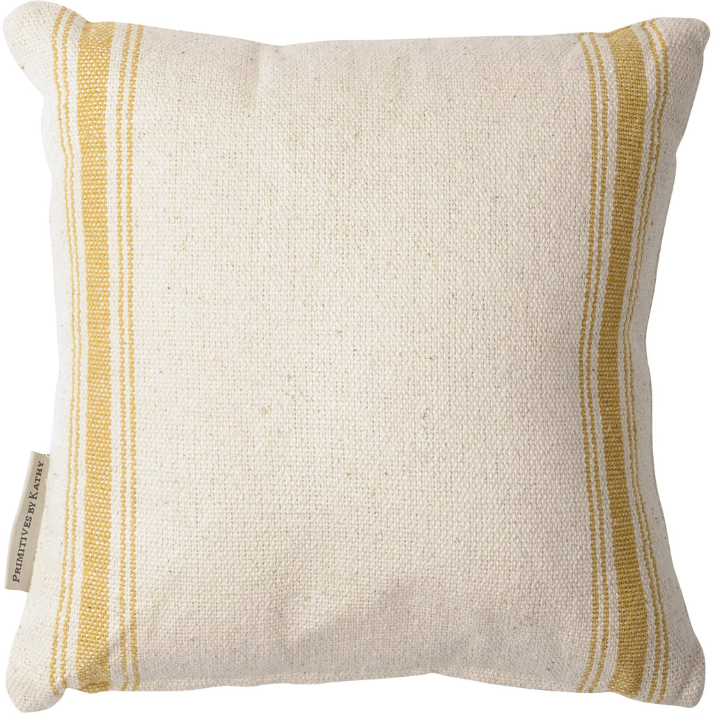 Primitives by Kathy Woven Rustic Gold Striped Pillow, Distressed Style, Reserved for The Cat Sit At Your Own Risk 10x10 Throw Pillow, Removable Zipper Cover/cat Lover Gift, pet Themed Home Accent