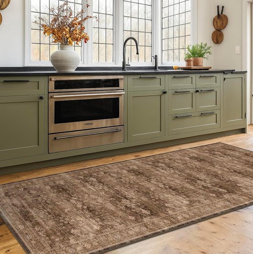 Brown 10ft Long Kitchen Runner Rug | Washable Non-Slip Boho Vintage Indoor Rug 2'6"x10'