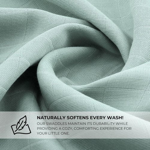 Featherhead™ 100% Cotton Muslin Swaddle Blankets - Soft & Breathable Newborn Essentials | Large 47”x47” (4 Pack - Blue Solids)