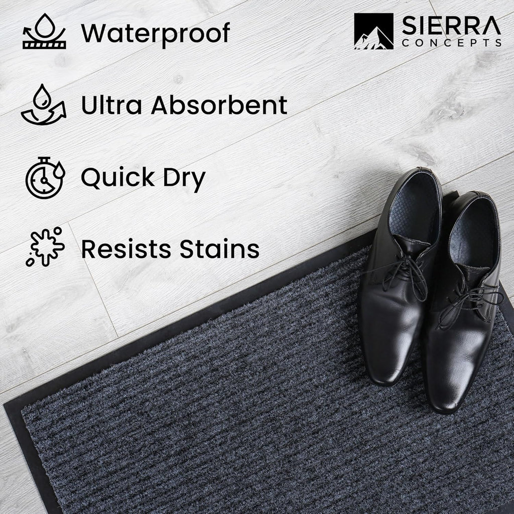 Sierra Concepts Welcome Floor Mat - Indoor Outdoor Entryway Doormat, Low Profile, 30x17 Inches, 2-Pack Gray