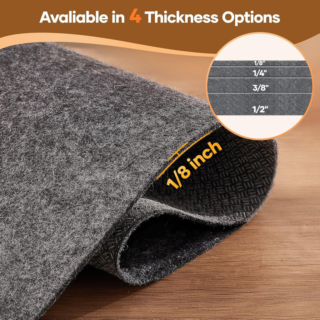 Veken Non-Slip Rug Pad - 6 Ft Cushioned Gripper with Felt & Silicone Backing for Hardwood Floors