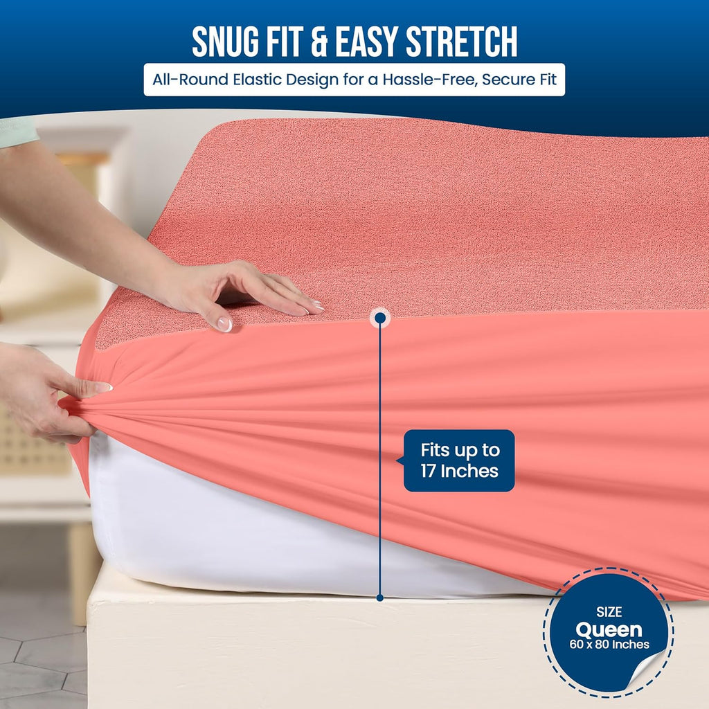 Utopia Bedding Waterproof Mattress Protector - Premium 200 GSM Terry Cover | Soft & Breathable, Queen Size (Coral)