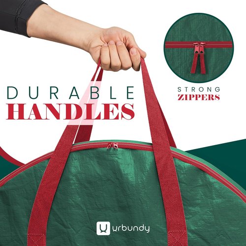 Heavy Duty Wreath Storage Bag - 24 Inch Waterproof Christmas Wreath Container in Green