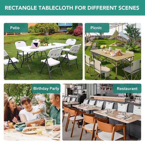 LUSHVIDA 10 Packs Vinyl Tablecloths with Flannel Backing for 8ft Rectangle Folding Table Cloths - Waterproof Plastic Picnic Table Covers with Elastic Corners, 30x96 inch, Black