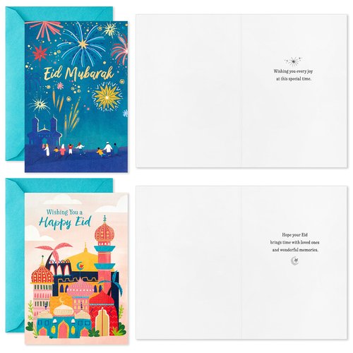 Hallmark Eid Cards Assortment, Eid Mubarak (16 Cards with Envelopes)