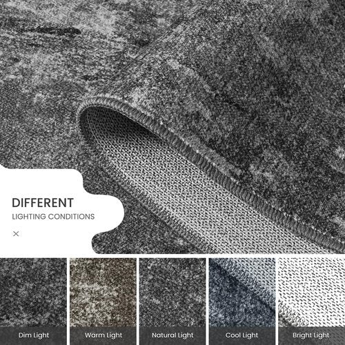 2x6 Black Rug Runners for Hallways Kitchen Runner Rug Non Slip Washable Black Long Runner Rugs with Rubber Backing Soft Abstract Carpet Runner for Bedroom, Kitchen, Bathroom, Entryway