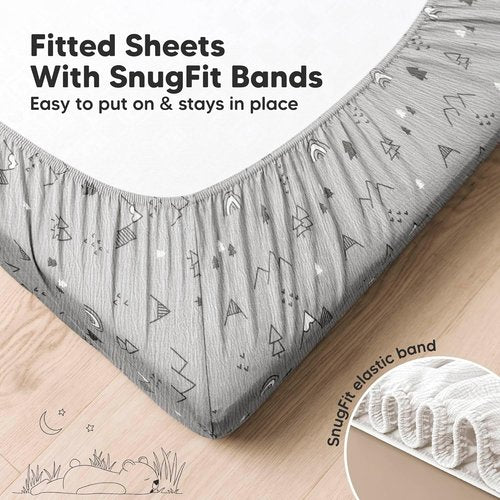 KeaBabies 2-Pack Muslin Crib Sheets - 100% Organic Cotton, Soft & Breathable, Neutral 52x28 (Woodland)