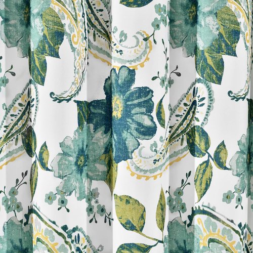 Lush Decor Floral Paisley Shower Curtain Single 72" W x 72" L Blue - Floral Shower Curtains for Bathroom - Green Bathroom Curtain