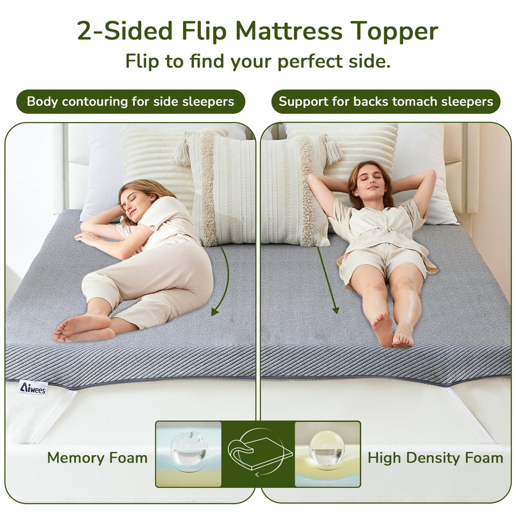 3 Inch Memory Foam Mattress Topper - Queen Mattress Topper with Cover, Mattress Pad for Pressure Relief, Premium Soft Cooling Sleep Bed Topper, Non-Slip Design