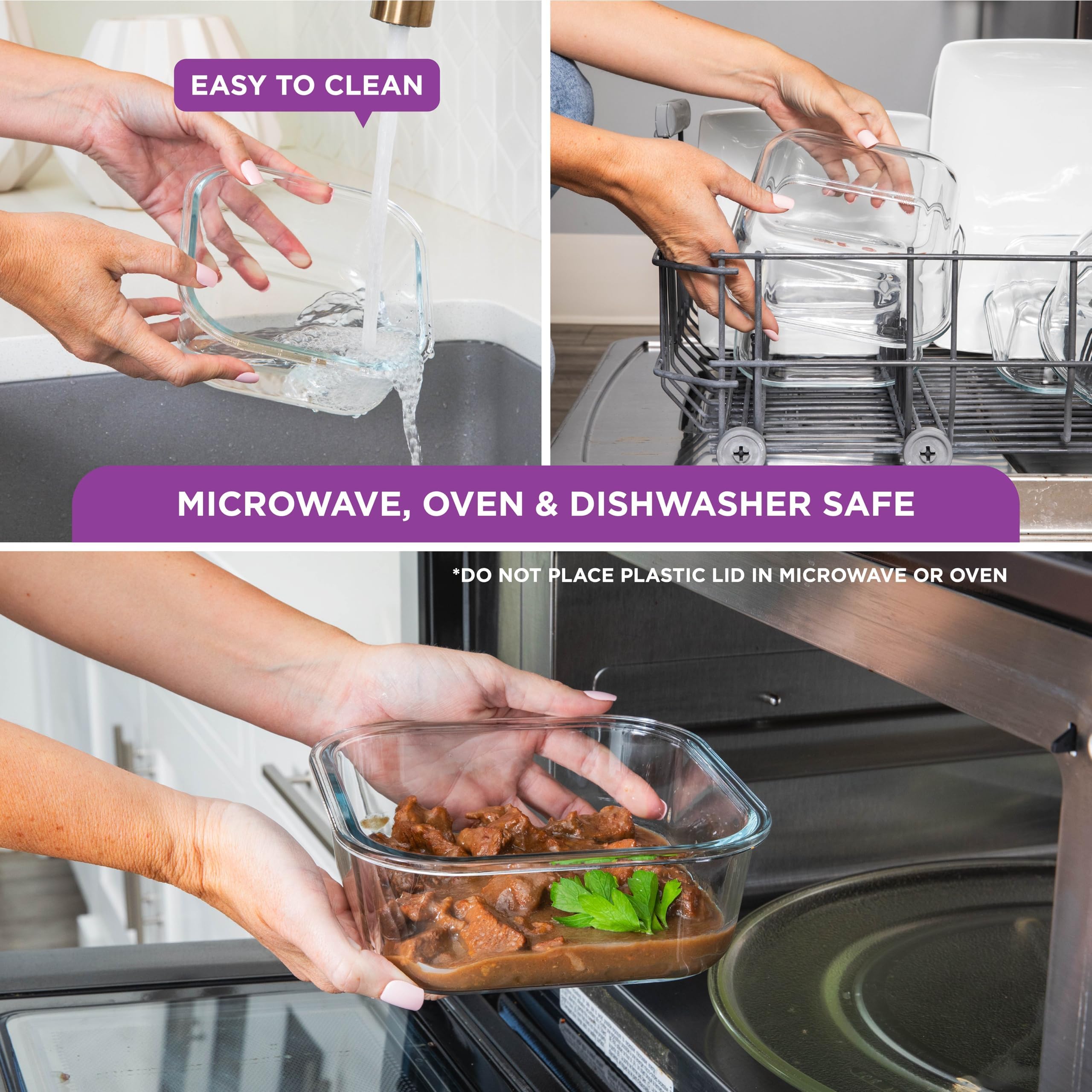 HOLDN’ STORAGE Vacuum Food Storage Containers, Set of 6 Glass Containers Mix & Electronic Pump - Keep Food Fresh Longer, BPA-Free Glass, Leak-Proof, Ideal for Meal Prep, Marinating