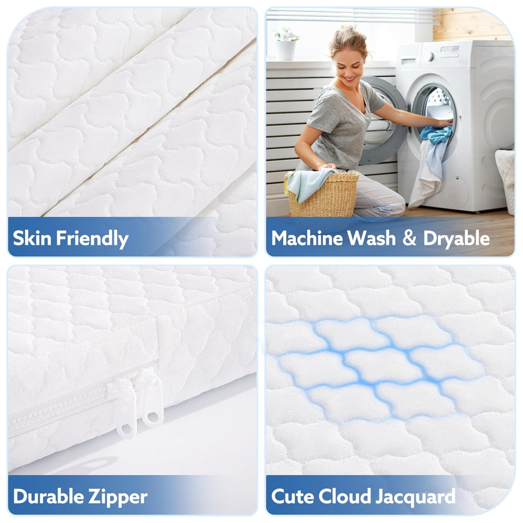 Pro Goleem Baby Bassinet Mattress Pad - Waterproof Soft Gel Memory Foam, 30"x18" Dual-Sided Design